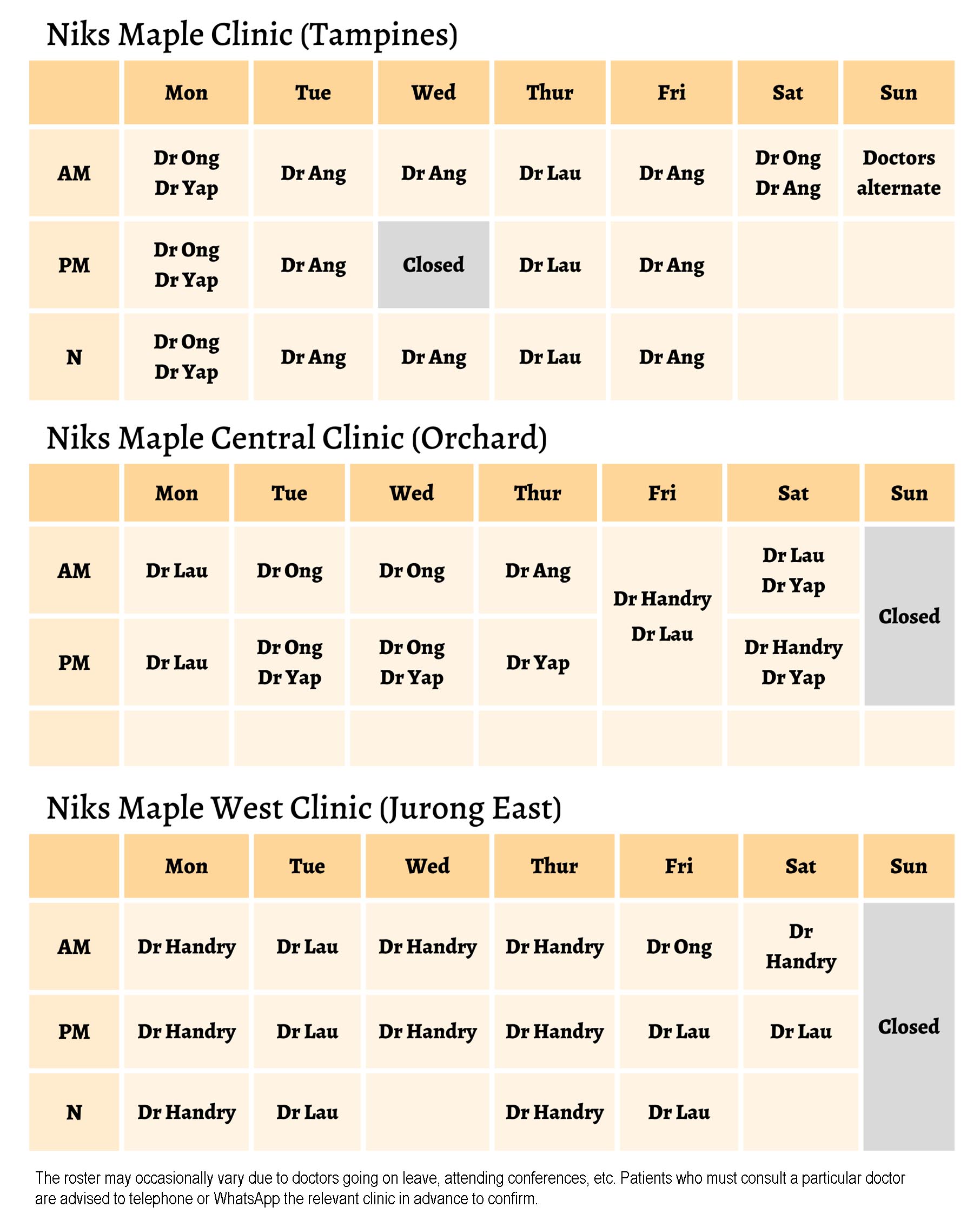 Roster, Appointment & Med Refill